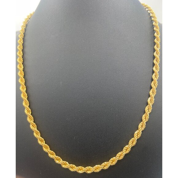 Monet 24" 5mm Twisted Rope Chain Chunky Necklace Gold-Tone Vintage - Picture 1 of 9